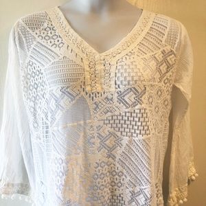 NWOT Lovely White Lacey Coverup Size: Large